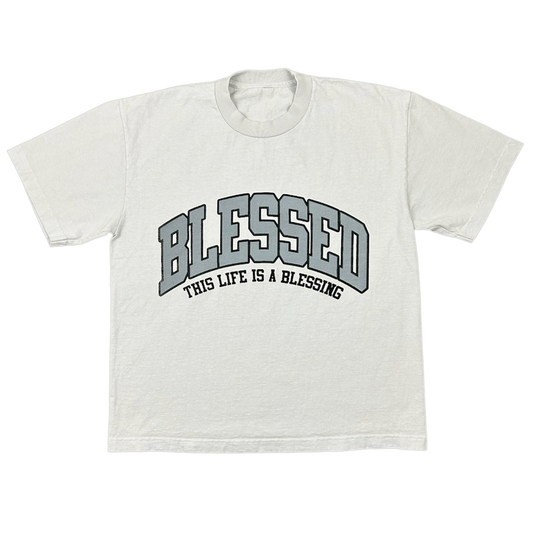 BLESSED SHORT SLEEVE LIGHT GREY TEE