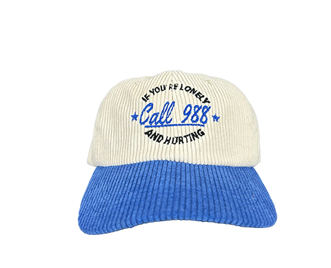 CALL 988 EMBROIDERED CORDUROY HAT