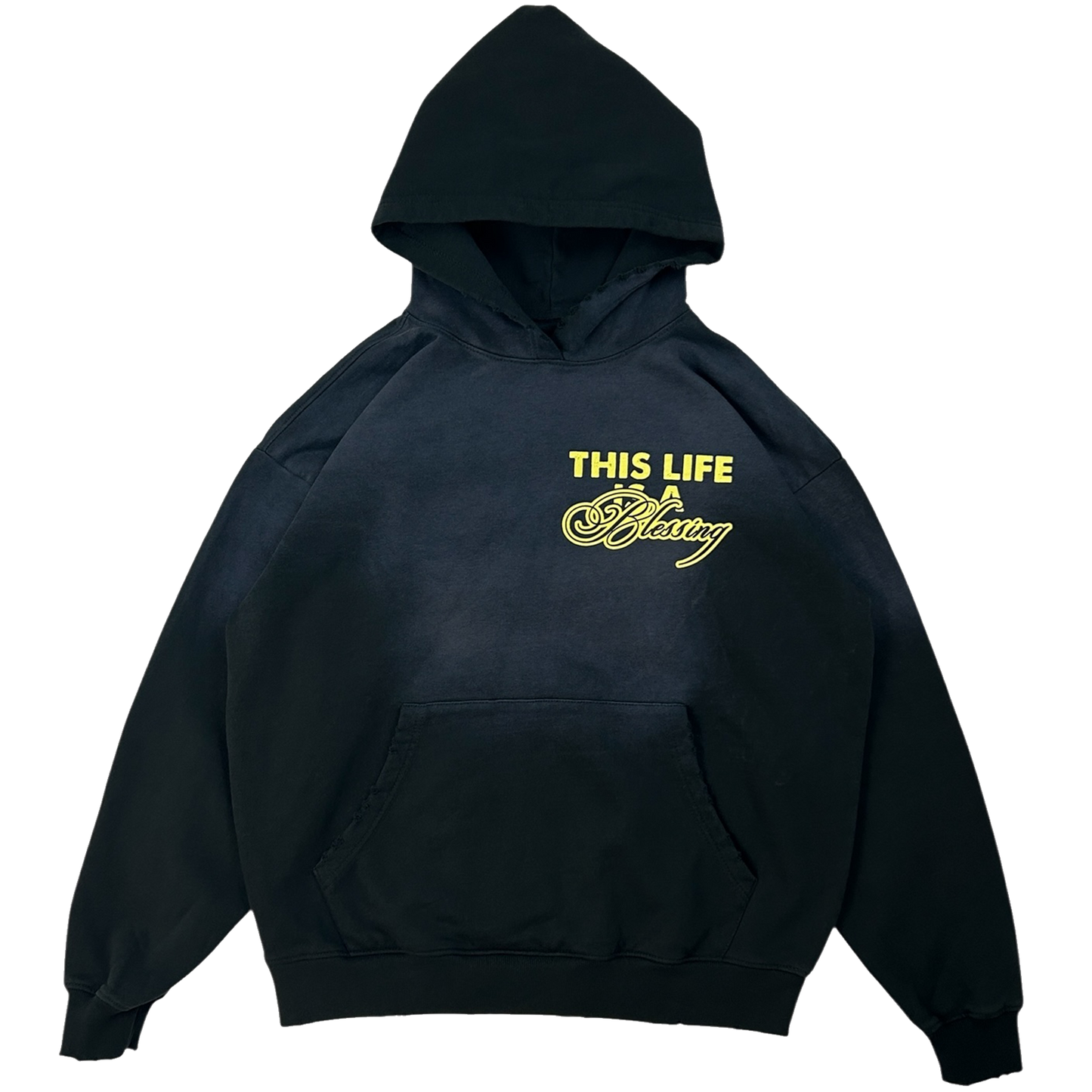 'THIS LIFE IS A BLESSING' VINTAGE BLACK HOODIE