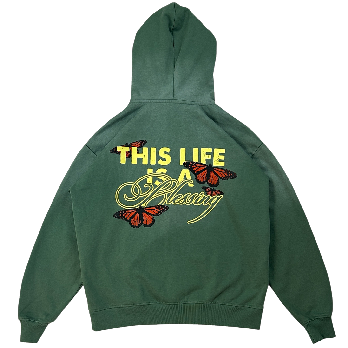 'THIS LIFE IS A BLESSING' GREEN HOODIE